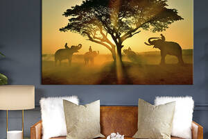Картина на холсте интерьерная KIL Art Погонщики слонов 75x50 см (173-1)