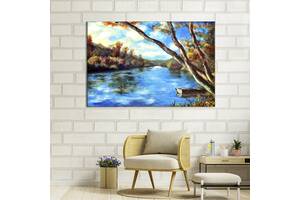 Картина на холсте интерьерная KIL Art Река пейзаж маслом 75x50 см (561-1)