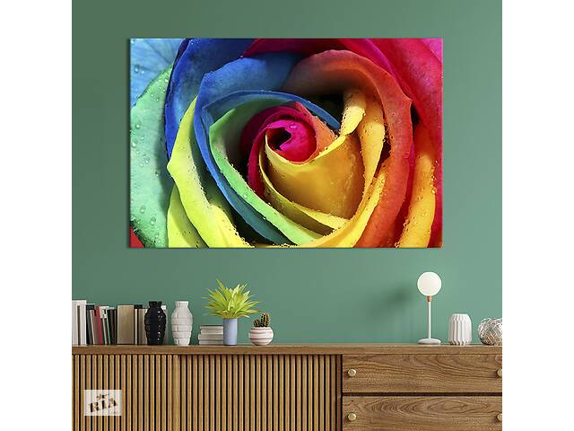 Картина на холсте интерьерная KIL Art Роза цвета радуги 122x81 см (261-1)