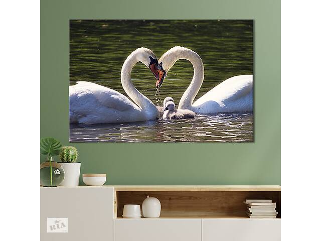 Картина на холсте интерьерная KIL Art Семья белых лебедей 122x81 см (203-1)
