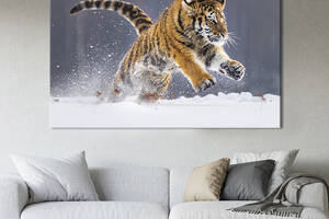 Картина на холсте интерьерная KIL Art Снежный тигр 122x81 см (170-1)