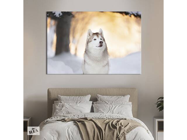 Картина на холсте интерьерная KIL Art Собака и снег 122x81 см (211-1)
