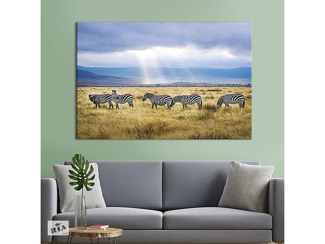 Картина на холсте интерьерная KIL Art Стадо зебр 122x81 см (193-1)