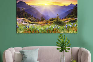 Картина на холсте интерьерная KIL Art Сиреневый рассвет над горным массивом 75x50 см (560-1)
