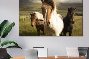 Картина на холсте интерьерная KIL Art Тройка лошадей 122x81 см (161-1)