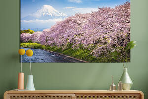 Картина на холсте интерьерная KIL Art Цветущие вишневые деревья в Японии 75x50 см (616-1)