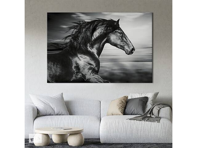 Картина на холсте интерьерная KIL Art Вороной конь 75x50 см (175-1)