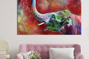 Картина на холсте интерьерная KIL Art Яркий индийский слон 75x50 см (202-1)