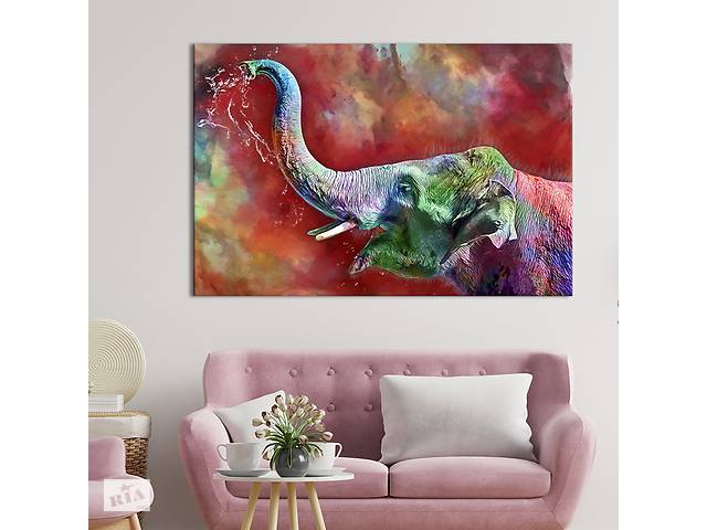 Картина на холсте интерьерная KIL Art Яркий индийский слон 122x81 см (202-1)