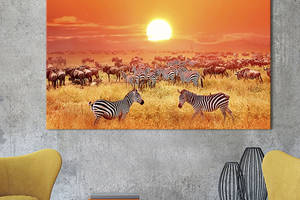 Картина на холсте интерьерная KIL Art Зебры и антилопы 122x81 см (190-1)