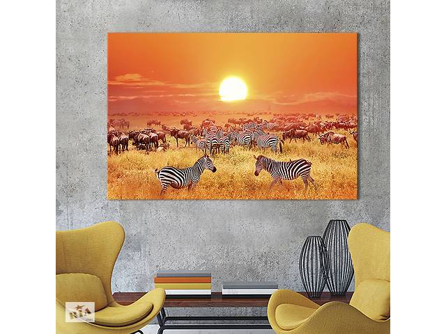 Картина на холсте интерьерная KIL Art Зебры и антилопы 122x81 см (190-1)