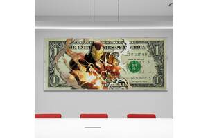 Картина на холсте Железный человек на долларе HolstPrint RK0037 размер 40 x 120 см