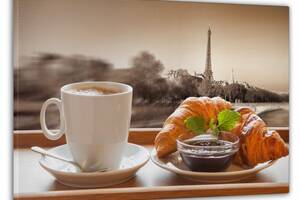 Картина на стену в гостиную/спальню Декор Карпаты 'Завтрак на фоне Парижа' 60x100 см MK10185_M