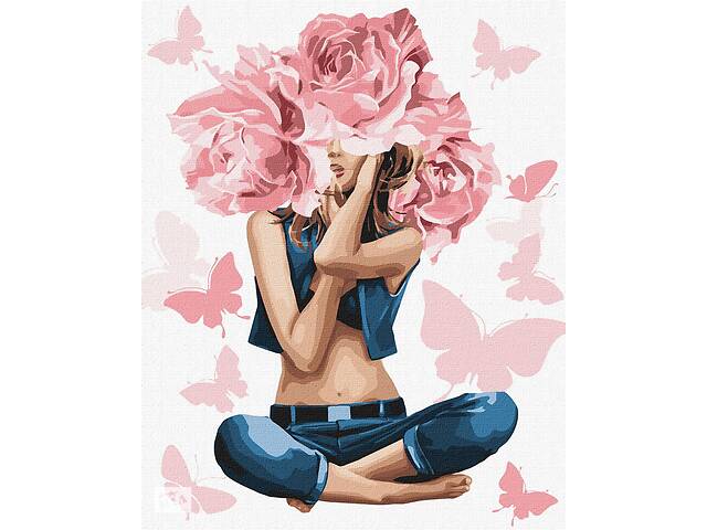 Картина за номерами 'Дівчина-троянда' Ідейка KHO4798 40х50 см