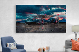 Картина Спорткар Bugatti Veyron HolstPrint RK1147 размер 50 x 100 см