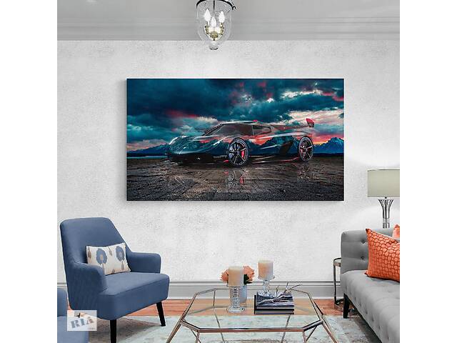 Картина Спорткар Bugatti Veyron HolstPrint RK1147 размер 50 x 100 см