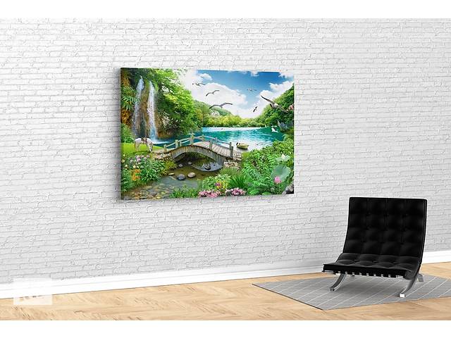 Картина в гостиную спальню детскую для интерьера Райский уголок KIL Art 122x81 см (589)