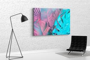 Картина у вітальню спальню для інтер'єру Абстрактне екзотичне листя KIL Art 81x54 см (650)