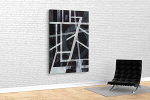 Картина в гостиную спальню для интерьера Абстракция белые линии KIL Art 81x54 см (658)