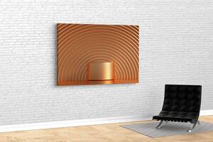 Картина в гостиную спальню для интерьера Абстракция радиальные золотые круги KIL Art 122x81 см (554)