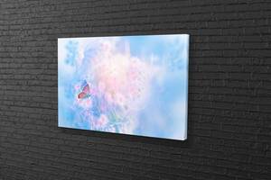 Картина в гостиную спальню для интерьера Бабочка на нежных цветах KIL Art 122x81 см (689)