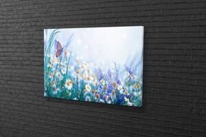Картина в гостиную спальню для интерьера Бабочка и ромашки KIL Art 122x81 см (465)