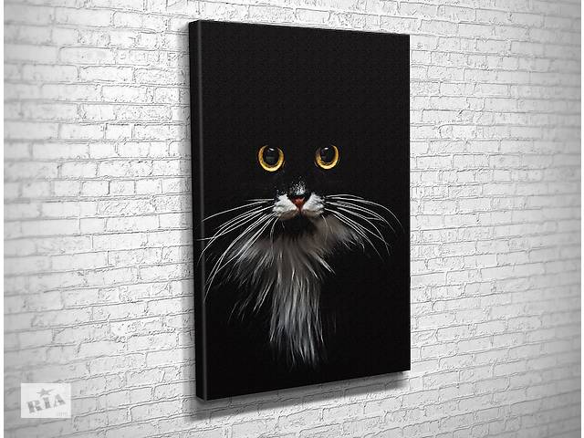 Картина в гостиную спальню для интерьера Чёрный кот KIL Art 122x81 см (540)