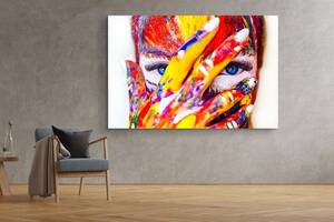 Картина у вітальню спальню для інтер'єру Дівчина в різнокольоровій фарбі KIL Art 122x81 см (428)