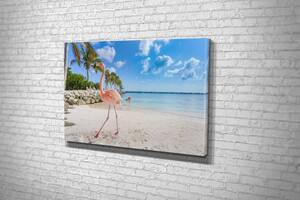 Картина в гостиную спальню для интерьера Фламинго на берегу моря KIL Art 81x54 см (737)