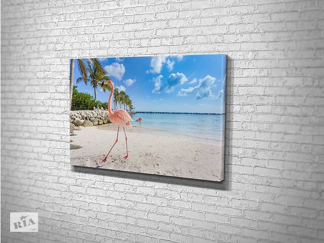 Картина в гостиную спальню для интерьера Фламинго на берегу моря KIL Art 81x54 см (737)