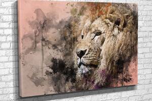 Картина в гостиную спальню для интерьера Король Африки лев KIL Art 81x54 см (731)