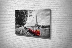Картина у вітальню спальню для інтер'єру Червоний човен у Парижі KIL Art 81x54 см (837)