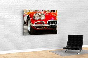 Картина в гостиную спальню для интерьера Красная ретро-машина KIL Art 122x81 см (680)