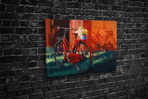 Картина у вітальню спальню для інтер'єру Червоний велосипед KIL Art 81x54 см (708)