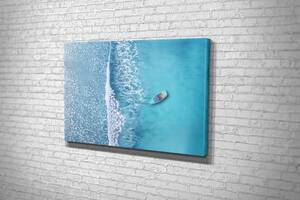 Картина в гостиную спальню для интерьера Лодка на голубых волнах KIL Art 81x54 см (798)