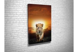Картина в гостиную спальню для интерьера Маленький львёнок KIL Art 81x54 см (586)
