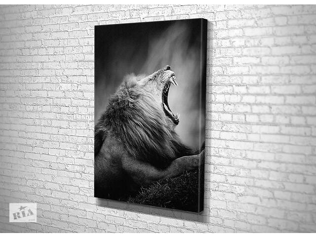 Картина в гостиную спальню для интерьера Могучий лев KIL Art 81x54 см (733)