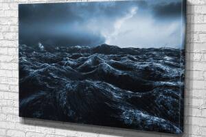 Картина в гостиную спальню для интерьера Мрачные морские волны KIL Art 81x54 см (799)