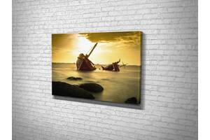 Картина в гостиную спальню для интерьера Обломки затонувшего корабля KIL Art 122x81 см (763)