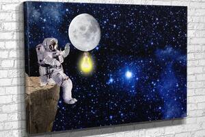 Картина в гостиную спальню для интерьера Одинокий астронавт KIL Art 81x54 см (867)