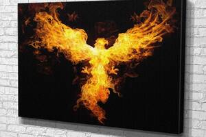 Картина в гостиную спальню для интерьера Огненная птица феникс KIL Art 122x81 см (452)