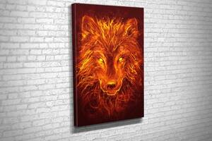 Картина в гостиную спальню для интерьера Огненный волк KIL Art 122x81 см (585)