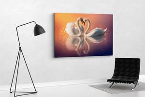 Картина в гостиную спальню для интерьера Пара лебедей KIL Art 81x54 см (497)