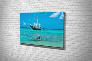 Картина в гостиную спальню для интерьера Парусник в голубом море KIL Art 81x54 см (797)