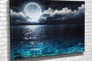 Картина в гостиную спальню для интерьера Полнолуние над морем KIL Art 81x54 см (776)