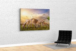 Картина у вітальню спальню для інтер'єру Сімейство оленів KIL Art 81x54 см (582)