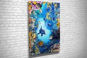 Картина в гостиную спальню для интерьера Стая дельфинов KIL Art 122x81 см (583)