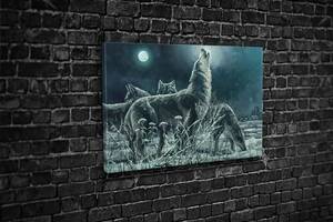 Картина у вітальню спальню для інтер'єру Зграя вовків KIL Art 81x54 см (534)