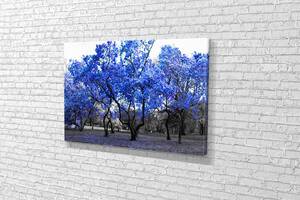 Картина в гостиную спальню для интерьера Синие деревья KIL Art 122x81 см (649)