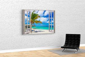 Картина в гостиную спальню для интерьера Тропический остров из окна KIL Art 122x81 см (439)